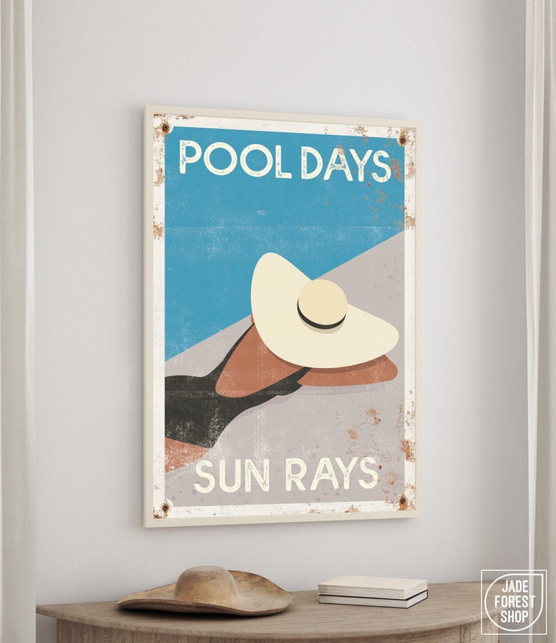 Vintage Pool Sign, Retro Pool Poster, Pool Art, Pool Decor, Outdoor ...