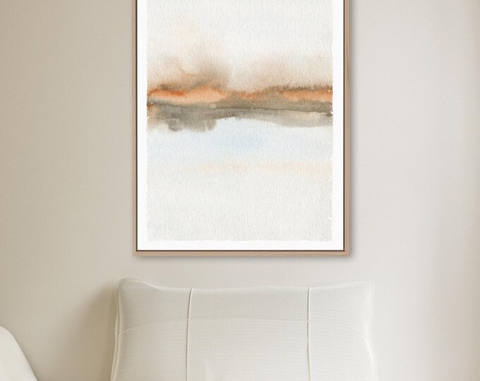 Beach House Wall Art: Modern Watercolor Waves - Large Canvas Print