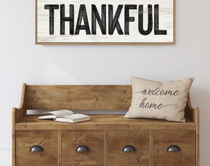 Thanksgiving Sign, Autumn Wall Decor, Farmhouse Fall Decor, Rustic Faux Wood Plaque, Seasonal Harvest Decoration, Long Horizontal Art