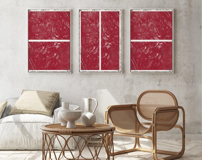 Triptych PICKLEBALL Wall Art,  3 Piece Framed Set, Pickleball Gifts, Sports-themed decor, Modern Farmhouse, Dark Red