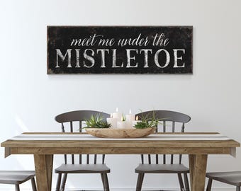 Mistletoe Sign in Cream White on Charcoal Black