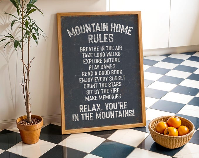 Mountain Home Sign, Hale Navy Blue Gray Cozy Cabin Decor, Winter Gift