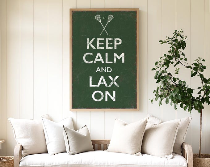 Lacrosse Wall Art: Vintage Keep Calm and Lax On - Indoor Outdoor