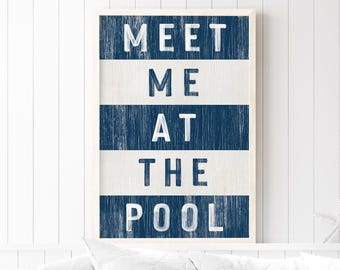 „Treffen wir uns am Pool“-Schild, maritime Wanddeko im Küstenstil, Poolhaus-Dekoration