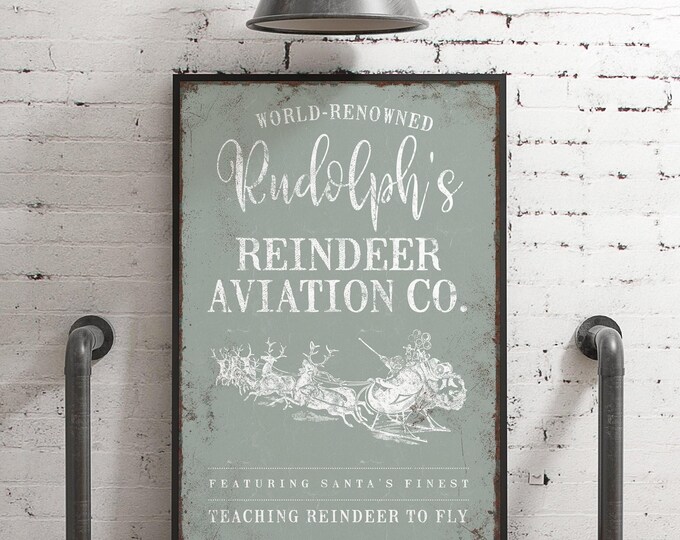 Rudolph Reindeer Sleigh Sign, Cozy Vintage Farmhouse Holiday Decor