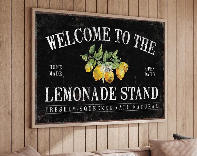 Welcome to the Lemonade Stand Sign, Vintage Farmers Market Canvas Print, Homestead Porch Decor, Farmhouse Bistro Sign, Gift for Mom