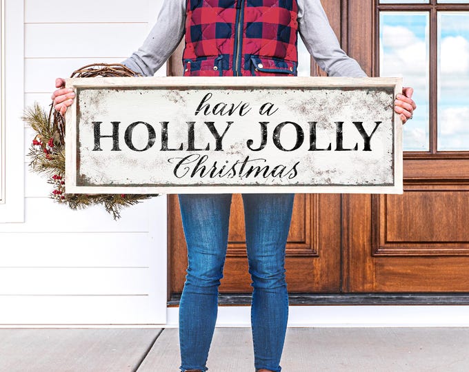 Have a Holly Jolly Christmas Sign in White and Black, Holiday Wall Decor, Holiday Wall Art, CHRISTMAS HOME DECOR, Christmas Wall Signs