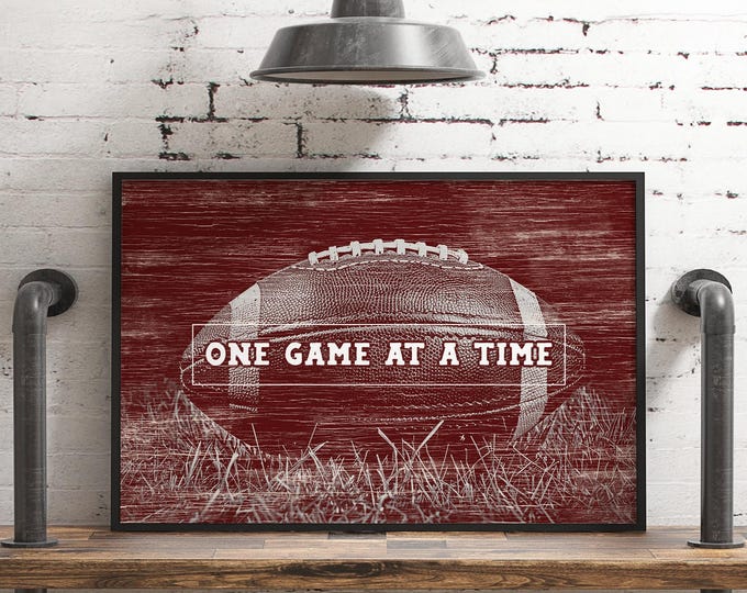 Sunday Football Sign: Vintage One Game at a Time Wall Art