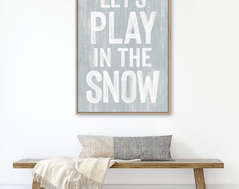 Snowy Farmhouse Sign: Rustic Distressed Wood, Smoke Gray White