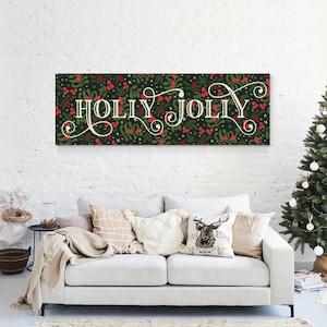 Holiday Wall Art Holly Jolly Sign, Modern Chic (Multiple Sizes & Frames)