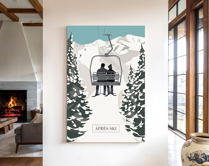 Apres Ski Wall Art: Vintage Cabin Poster (Canvas or Framed Options)