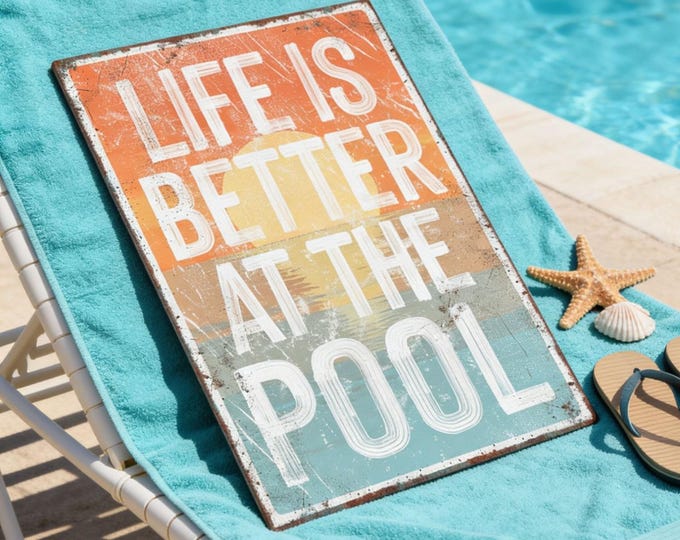 Better At The Pool Sunset Print, Coral Yellow And Teal Gradient, Summer Gift