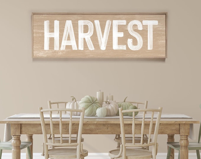 Harvest Decor, Pale Tan Sign, Cream Autumn Sign