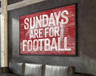 Vintage Football Sign, Rustic Faux Wood Man Cave Decor, Sports Spirit Gift
