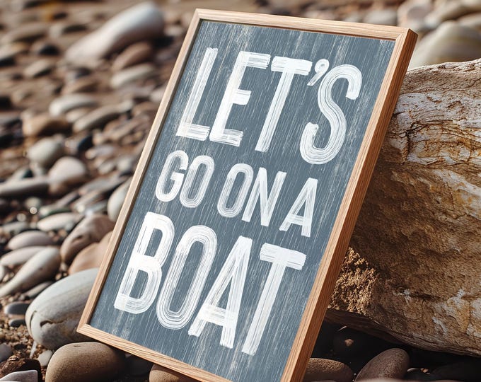 Boat Sign Wall Art: Harbor Blue, Faux Wood, Indoor Outdoor