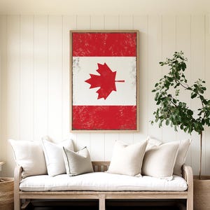 Metal Canadian Flag Sign, Maple Leaf Wall Art, Canada Decor, Vintage Flag Plaque, Rustic Farmhouse Display, Outdoor Indoor Gift