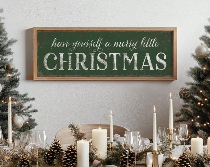 Merry Little Christmas Wall Sign: Rustic Green Holiday Decor