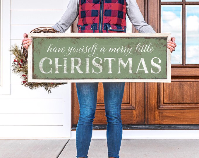 Merry Little Christmas Wall Art, Be Yourself Olive Green Farmhouse Sign
