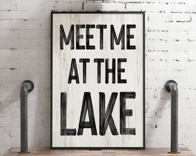Meet Me at the Lake Print: Rustic Cabin Wall Art, Multiple Sizes