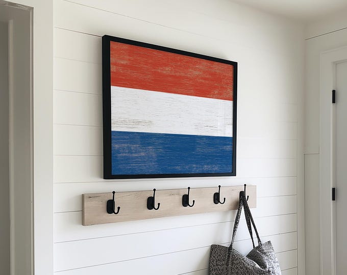 Rustic Netherlands Flag Poster, Distressed Dutch Vintage Wall Art