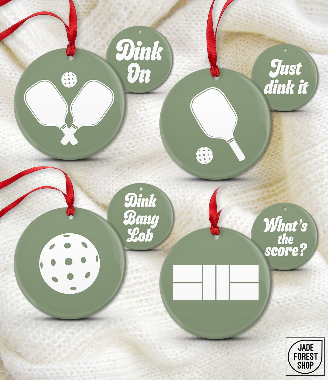 Pickleball Ornaments Set of 4 0408 Doublesided Etsy