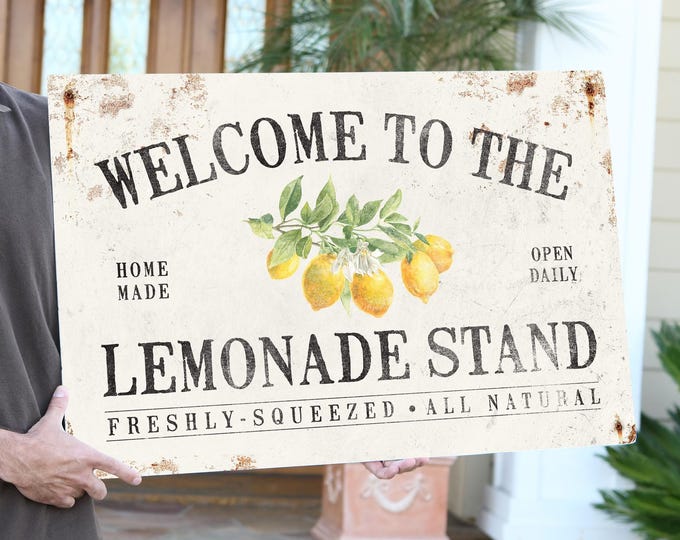 Welcome to the Lemonade Stand Sign, Rustic Farmers Market Sign with Lemons