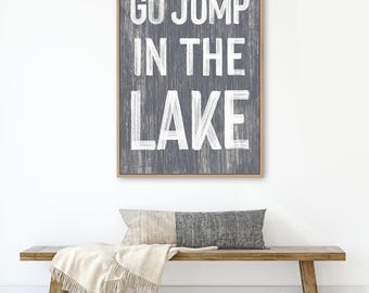 Lake House Art Navy Lake Wall Print Rustic Cabin Lakeside Decor