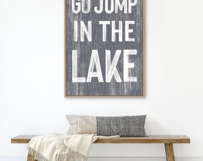 Lake House Art Navy Lake Wall Print Rustic Cabin Lakeside Decor