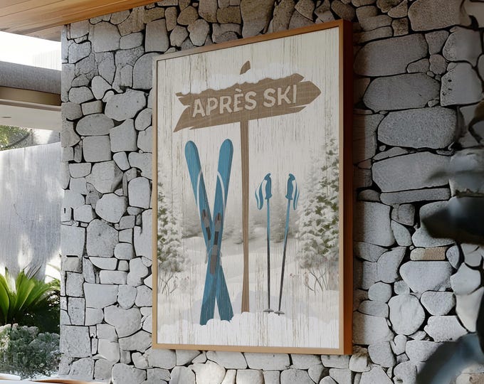 Cozy Ski Cabin Wall Art, Mountain Lodge Decor, Winter Cabin Gift