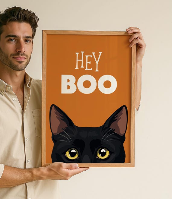 Peekaboo Cat Portrait Canvas, Pop Art Cat, Animal Wall Decor