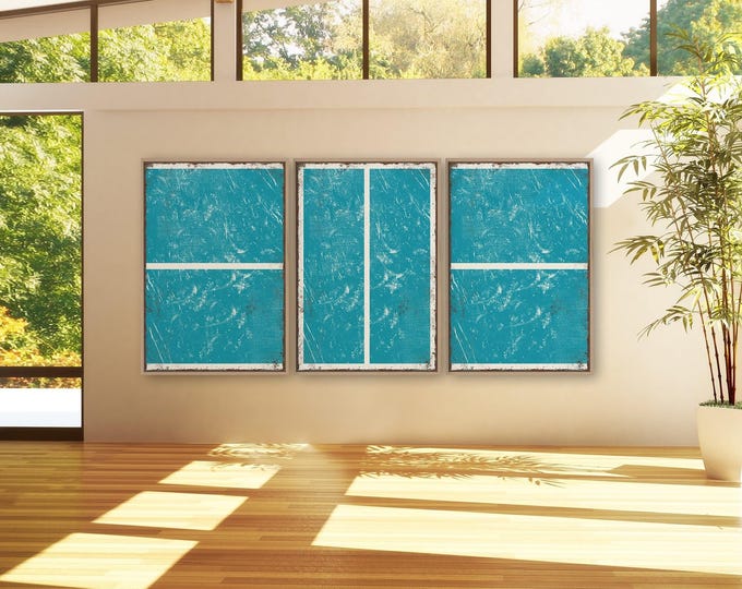 Triptych PICKLEBALL Wall Art,  3 Piece Framed Set, Pickleball Gifts, Sports-themed decor, Modern Farmhouse, Duck Blue