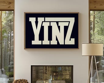 Yinz Canvas Sign, Bold Pittsburgh Pride Typography, Black and White Wall Art