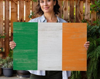 Irish Home Decor, Irish Gift Idea, Retro Flag Art, Framed Ireland Wall Print, Vintage Tricolor Poster, Man Cave Decoration, Unique Gift Idea