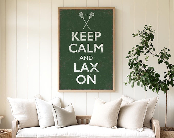 Lacrosse Wall Art: Vintage Keep Calm and Lax On - Indoor Outdoor
