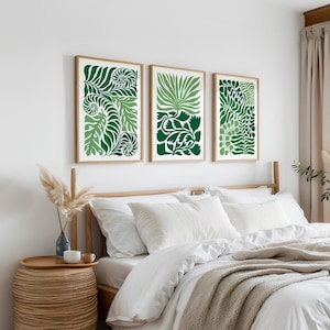 Muurkunst drieluik Jungle Vines — canvasset palmblad, decor tropisch groen