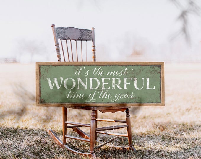 Holiday Wall Art Print: 'Most Wonderful Time' in Seagrass Green
