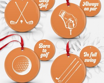 Orange Golf Christmas Ornaments - Set of 4 Double-Sided Pieces