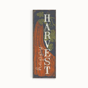 Plain navy harvest panel with an orange pumpkin, shown alone on a white background.