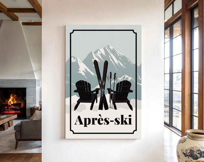 Après Ski Wall Art with Adirondack Chairs, Black Print