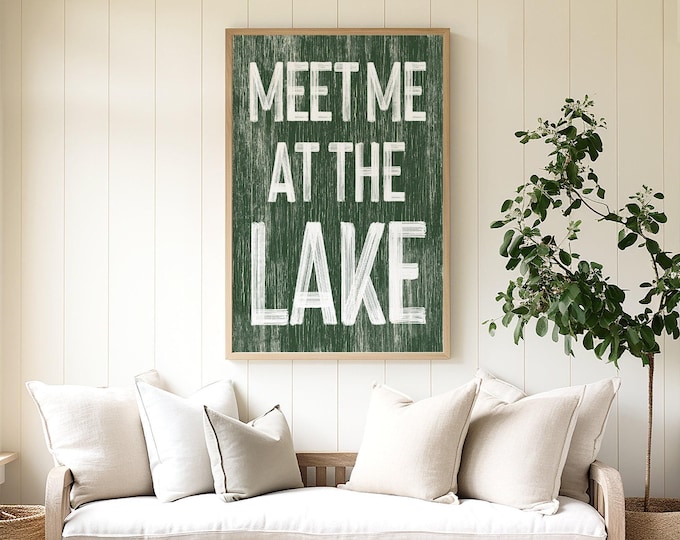 Rustic Lake House Sign, Faux Wood, Vintage Look (Multiple Sizes)