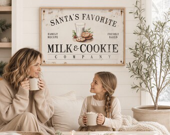 Christmas Cookies Sign in Charcoal and Red on Aged Cream