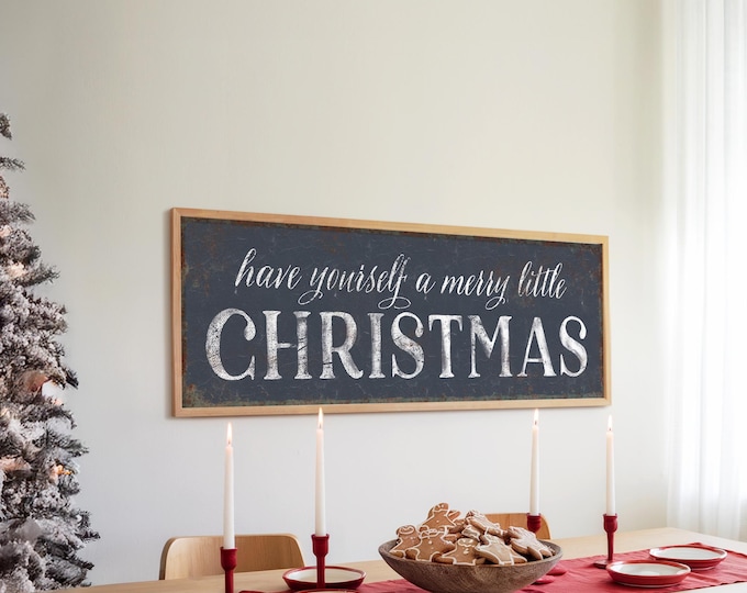 Merry Little Christmas Sign: Navy Holiday Wall Decor
