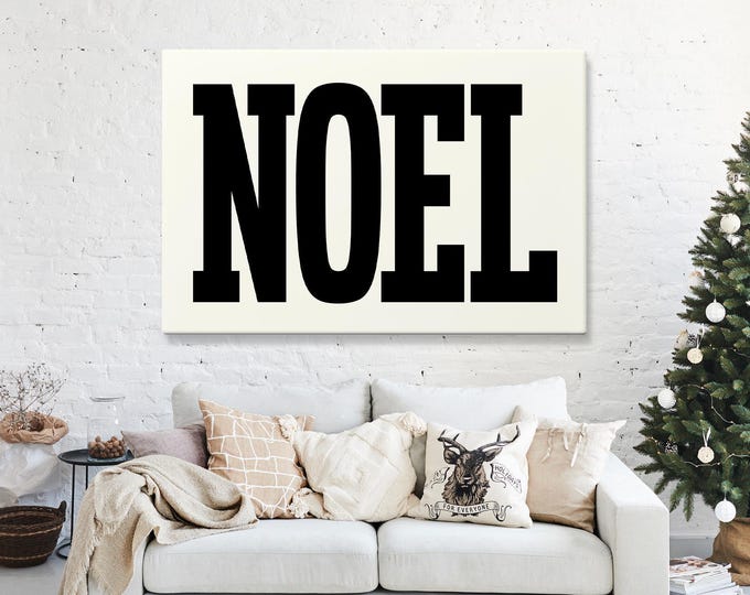Noel Wall Art in Black on Ivory Cream