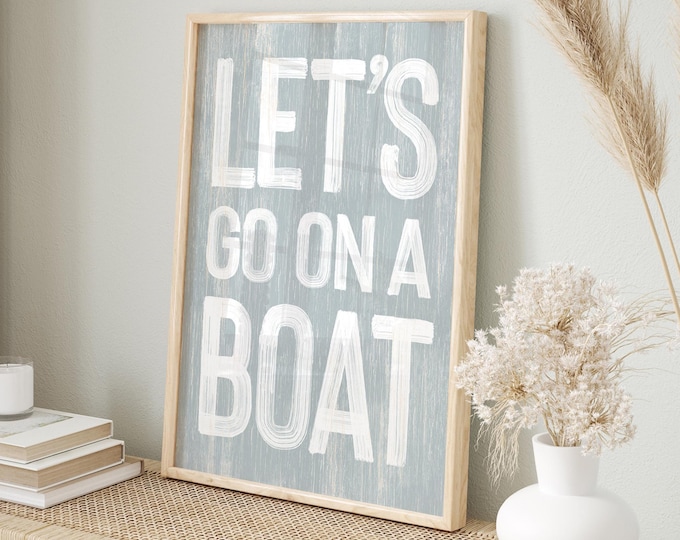 Coastal Boat Sign Wall Art - Rustic Faux Wood, Indoor or Outdoor