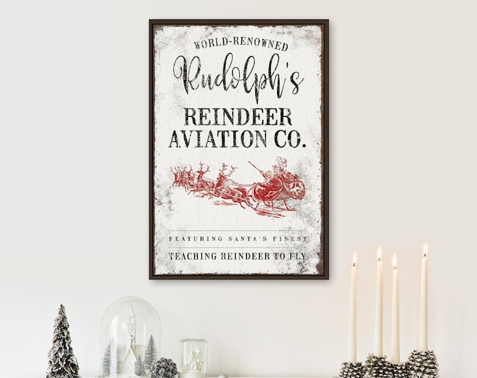 Rustic Rudolph Reindeer Sign, Cozy Farmhouse Holiday Decor, Couple Gift