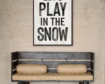 Winter Wall Art, Snow Signs, Playful Winter Decor, Modern Farmhouse Plaque, Framed Seasonal Wall Hanging, Holiday Rustic Home Accent