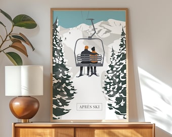 Apres Ski Print: Vintage Cabin Art (Canvas or Framed Options)