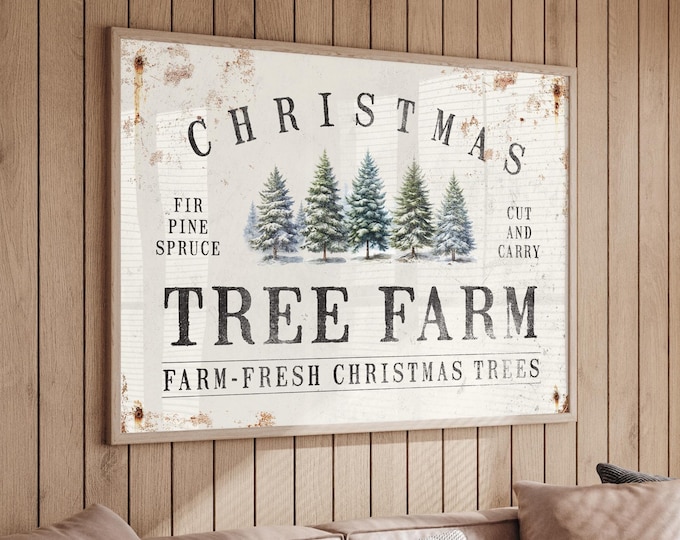 Christmas Tree Farm Sign, Rustic Farmhouse Holiday Porch Wall Art
