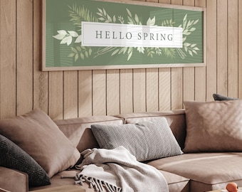 Hello Spring Canvas Sign, Greenery Botanical (Multiple Sizes)