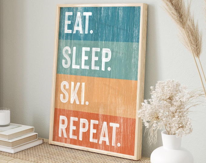 Vintage Ski Decor, Cabin Wall Art (Multiple Sizes & Frame Colors)